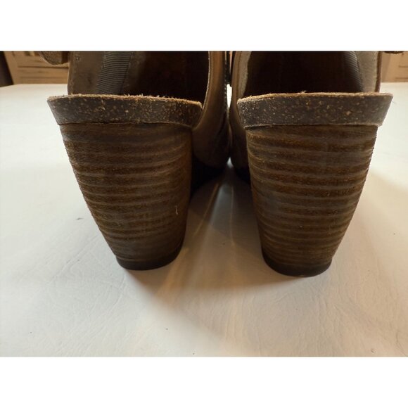 OTBT Tan Leather Wedge Sandals Buckle Strap Arcadian Womens Size 7.5 - Picture 7 of 9